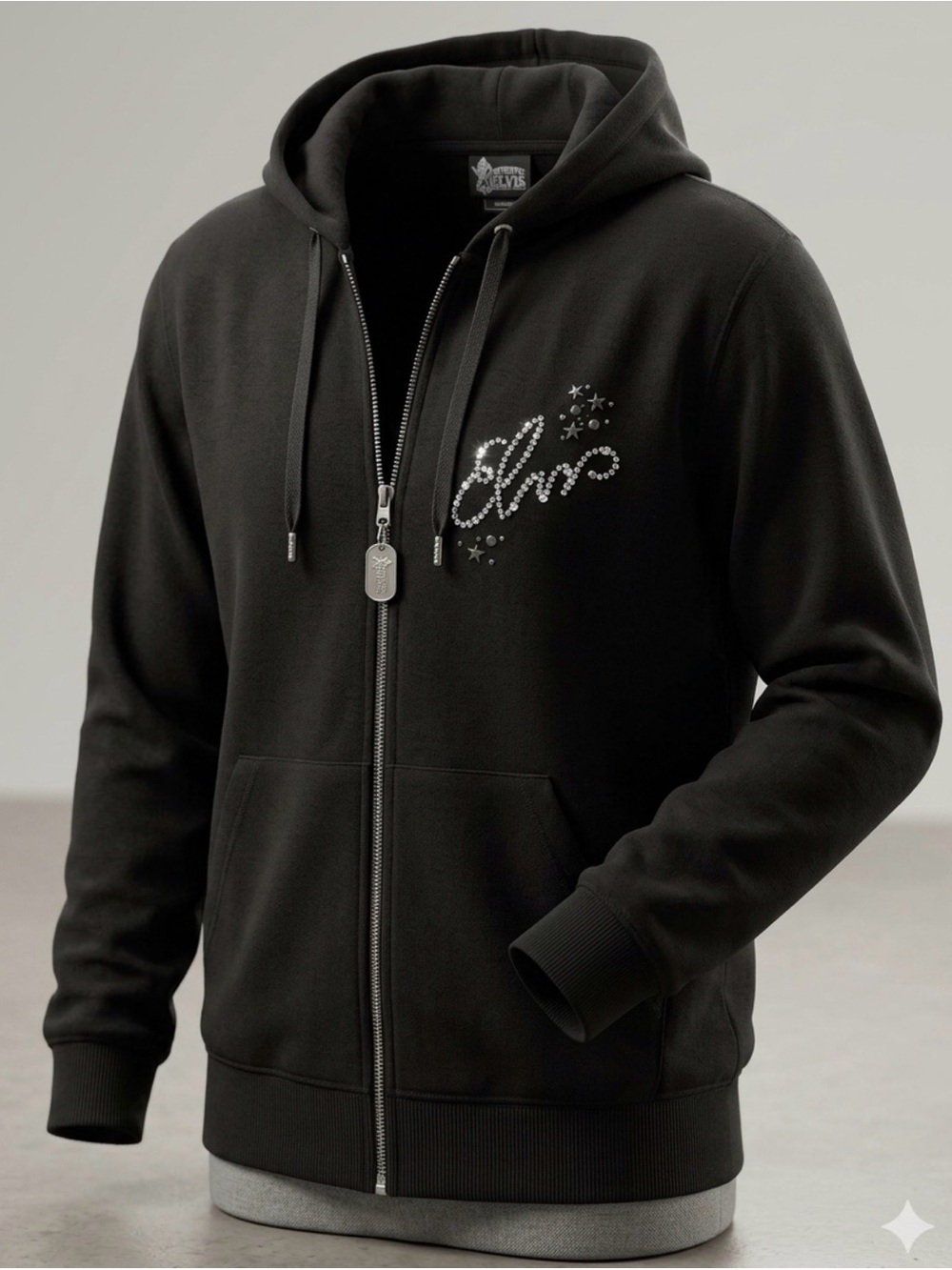 Graceland Elvis Presley 1968 Comeback Rhinestone Zip Hoodie Jacket XL
